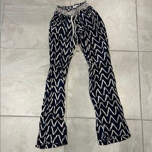 Navy and White Zigzag Straight Leg Pants